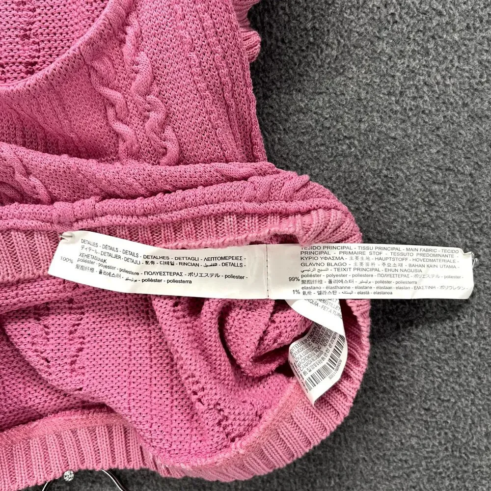 ZARA‎ Outfit Top Small Shorts 2 Jeans womens Pink Blue knit sleeveless raw denim